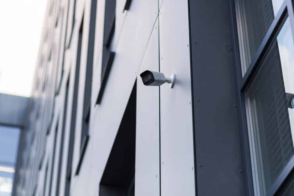 video surveillance camera is located modern office center